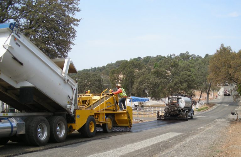 equipment working on road